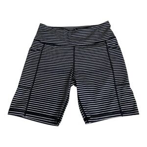 Serita Athletics Black and White Striped Activewear Biker Shorts Size Small